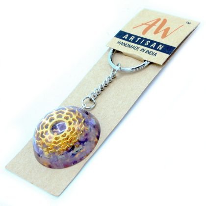 Orgonit-Energie-Schlüsselanhänger – Amethyst Mandala Herzen