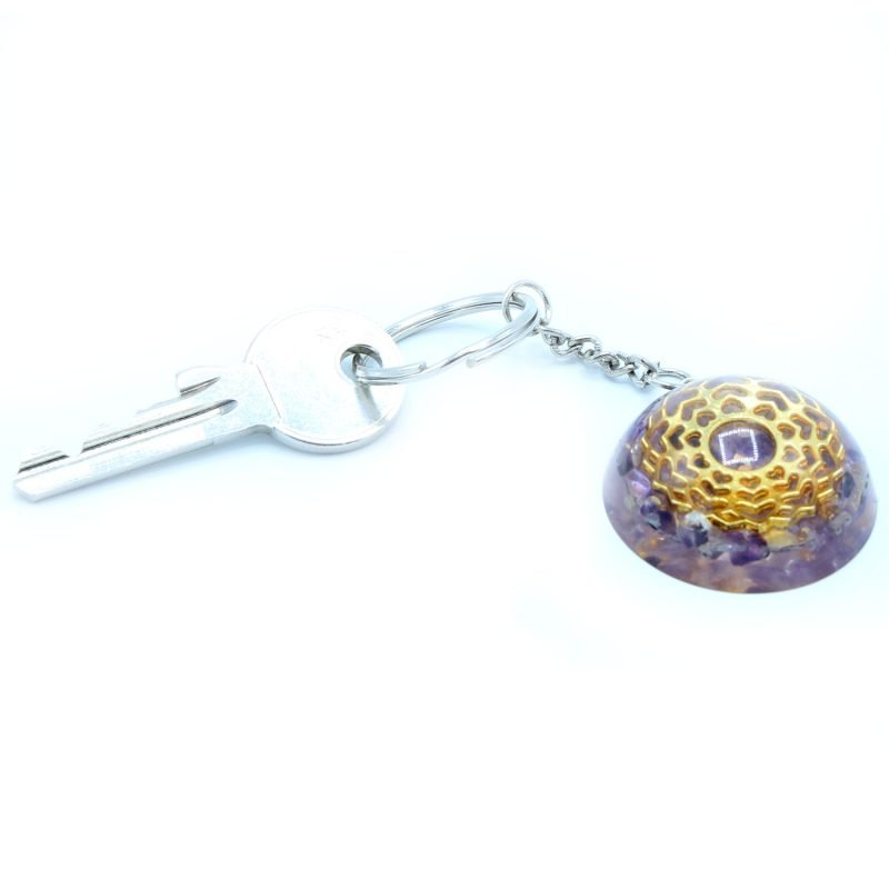 Orgonit-Energie-Schlüsselanhänger – Amethyst Mandala Herzen - Image 4