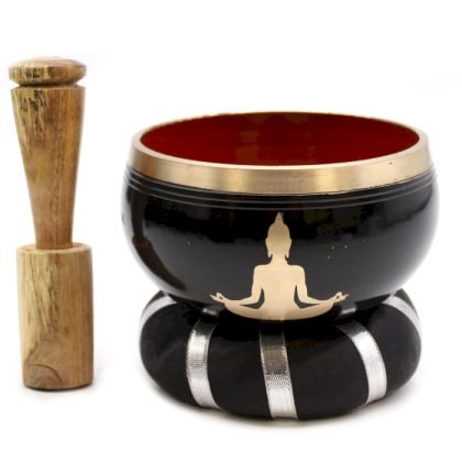 Buddha Klangschalenset – Schwarz/Orange 10,7 cm