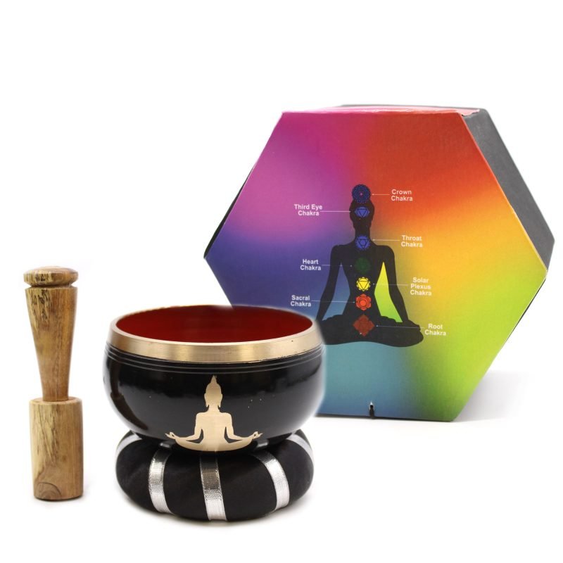 Buddha Klangschalenset – Schwarz/Orange 10,7 cm - Image 4