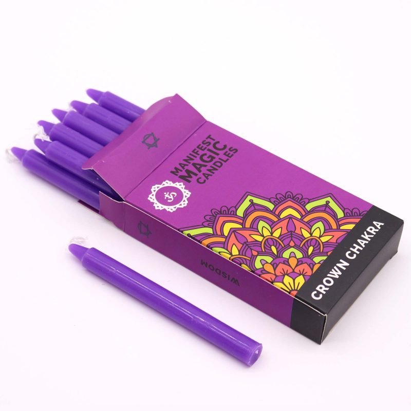 Manifest Magic Kerzen (12er-Set) – Violett – Kronenchakra - Image 3
