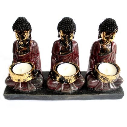 Antiker Buddha – Drei Verehrer Kerzenhalter