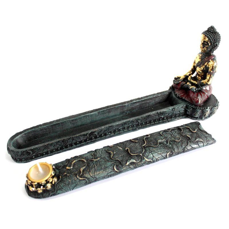 Antiker Buddha – Räucherstäbchenhalter & Box – Bild 3