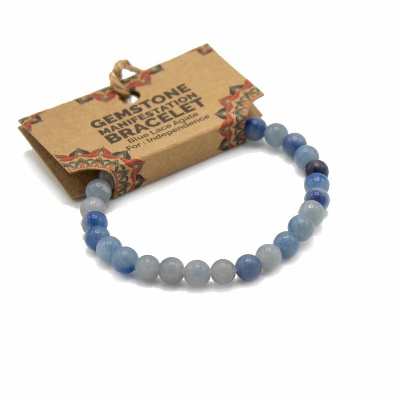 Manifestationsarmband – Blauquarz (Blue Lace Agate) – Unabhängigkeit - Image 2