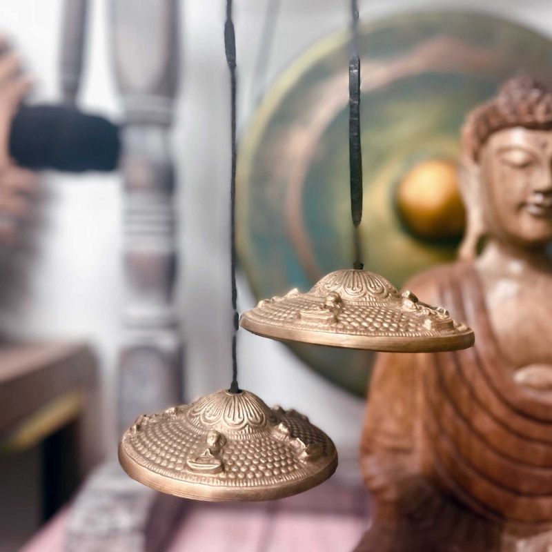 Tibetische Tingsha – Fünf Buddhas – ca. 9,5 cm - Image 3