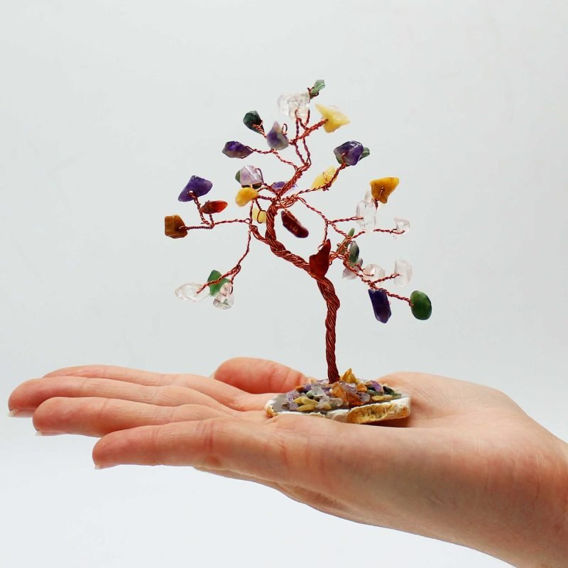 Edelsteinbaum – Mehrere Steine auf natürlichem Achat (35 Steine) - Image 4