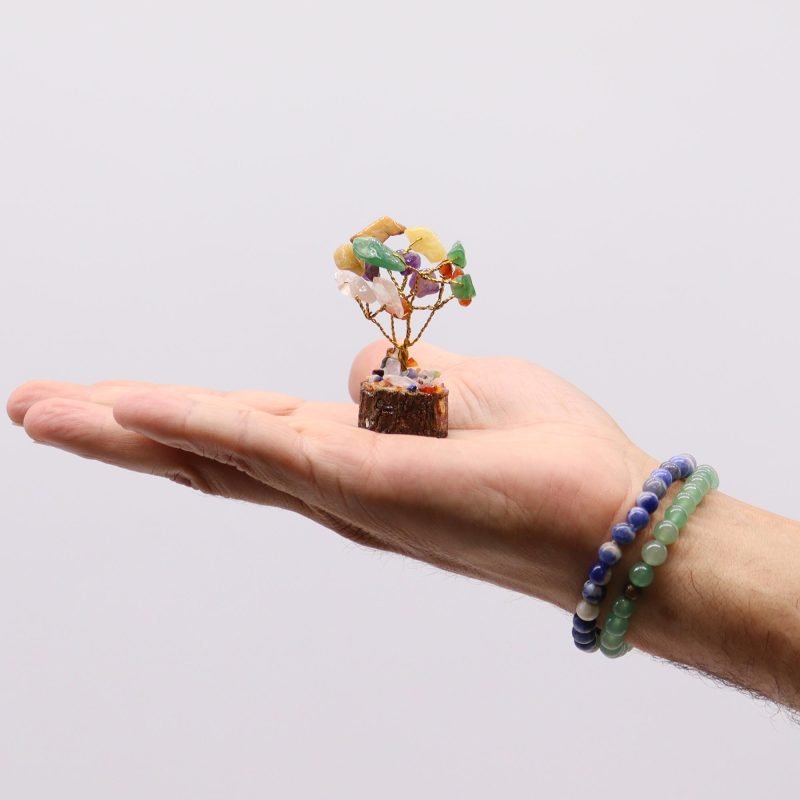 Mini-Edelsteinbaum auf Holz-Basis – Mehrere Steine (15 Steine) - Image 4