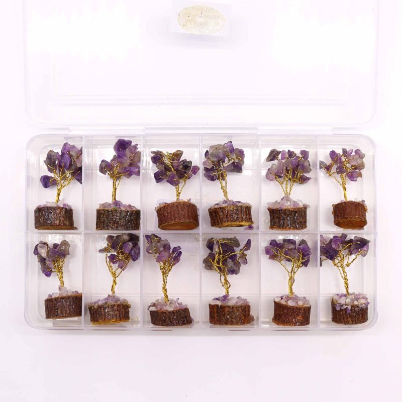 Mini-Edelsteinbaum auf Holz-Basis – Amethyst (15 Steine) - Image 3