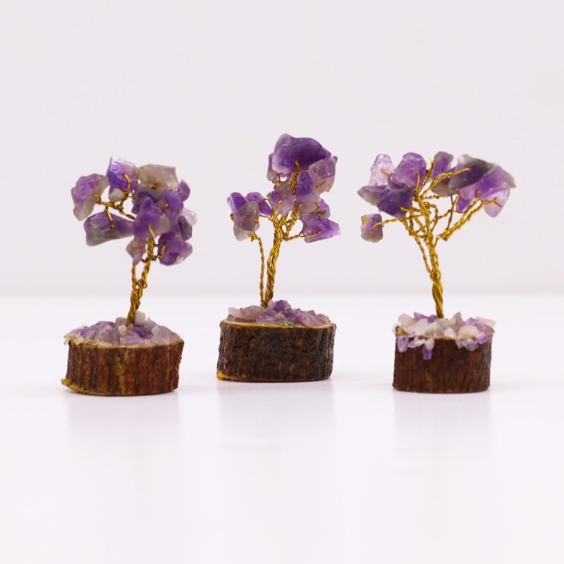 Mini-Edelsteinbaum auf Holz-Basis – Amethyst (15 Steine) - Image 2