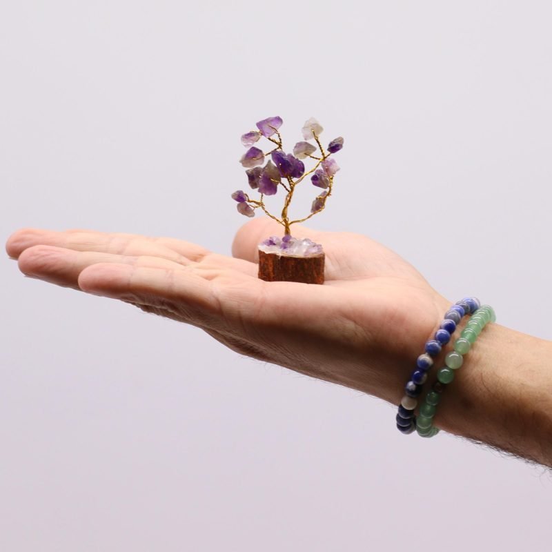 Mini-Edelsteinbaum auf Holz-Basis – Amethyst (15 Steine) - Image 4