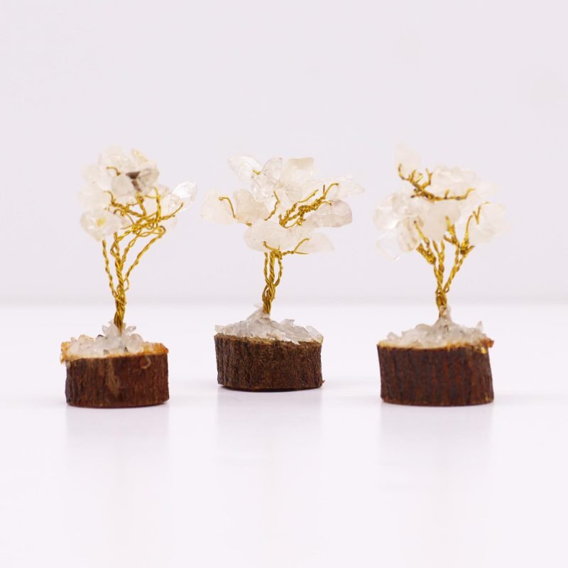 Mini-Edelsteinbaum auf Holz-Basis – Bergkristall (15 Steine) - Image 2