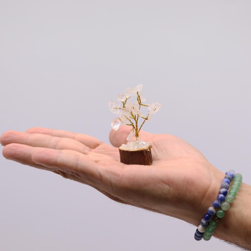 Mini-Edelsteinbaum auf Holz-Basis – Bergkristall (15 Steine) - Image 4