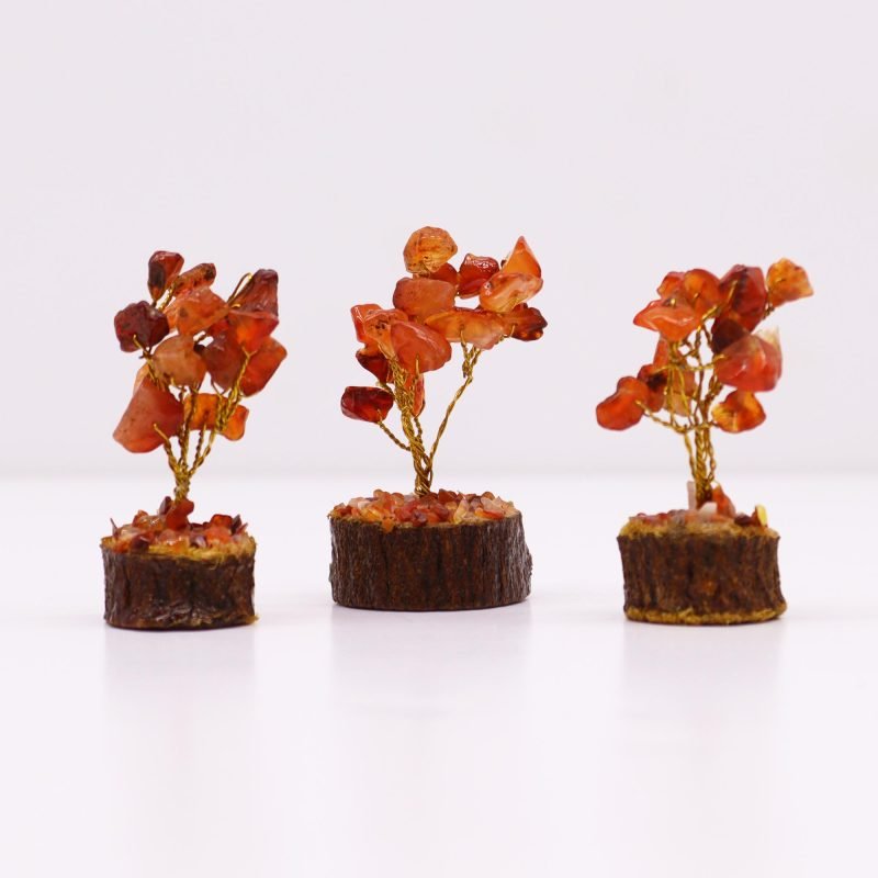 Mini-Edelsteinbaum auf Holz-Basis – Karneol (15 Steine) - Image 2
