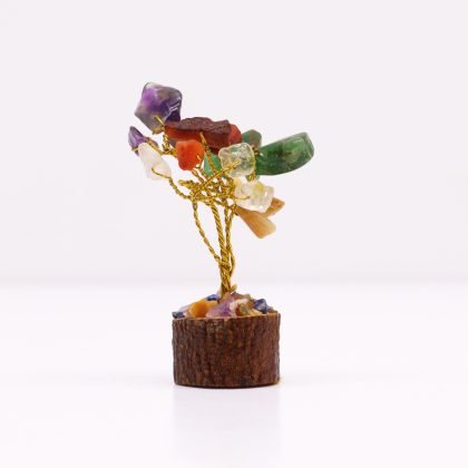 Mini-Edelsteinbaum auf Holz-Basis – Mehrere Steine (15 Steine)