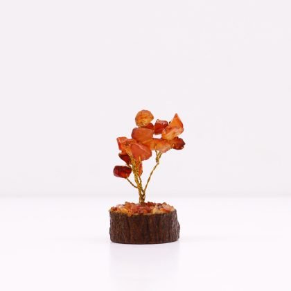 Mini-Edelsteinbaum auf Holz-Basis – Karneol (15 Steine)