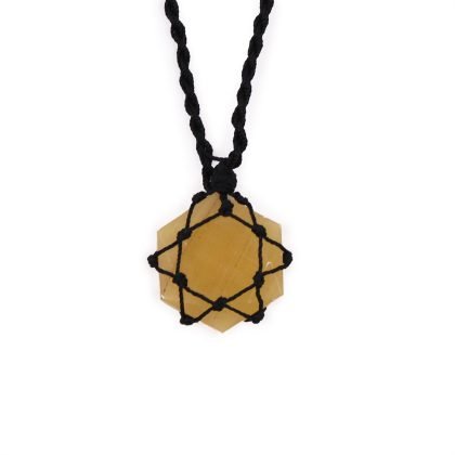 Gefasster Edelstein-Hexagonanhänger – Gelber Quarz