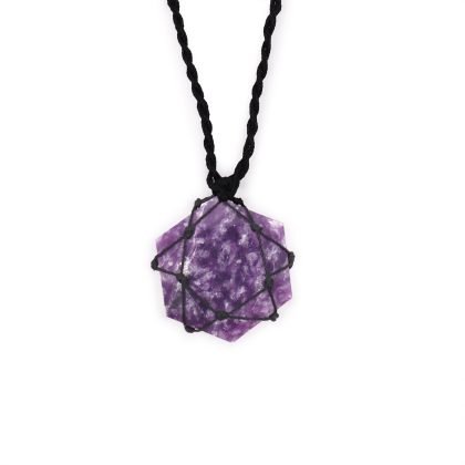 Gefasster Edelstein-Hexagonanhänger – Lepidolith