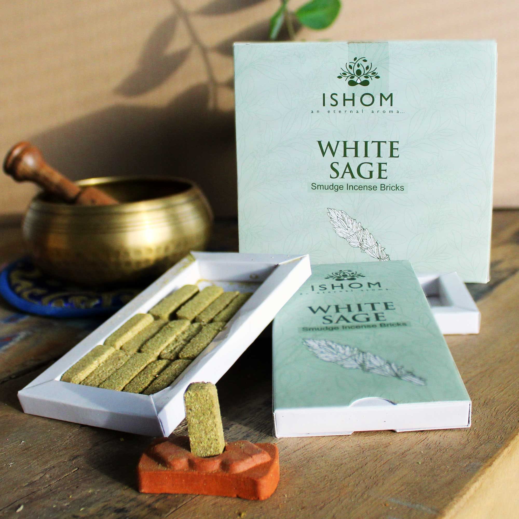 Pack of 15 Natural Incense Smudge Bricks and Burner - White Sage – Bild 2